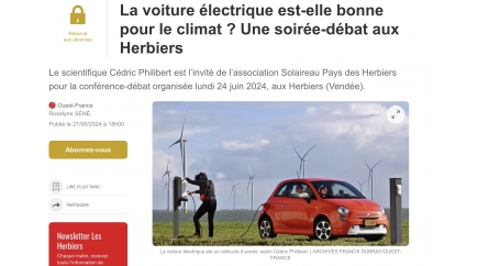 Soirée-débat sur la voiture électrique aux Herbiers